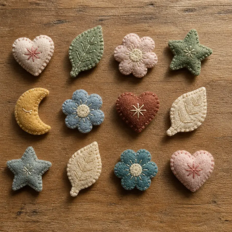 Twelve simple first felt pieces