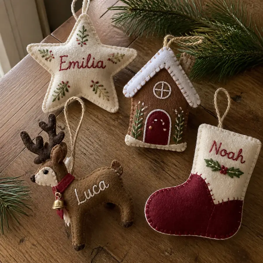 Felt Christmas ornaments with names