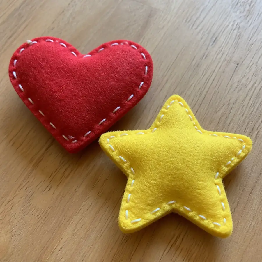 Simple felt heart and star