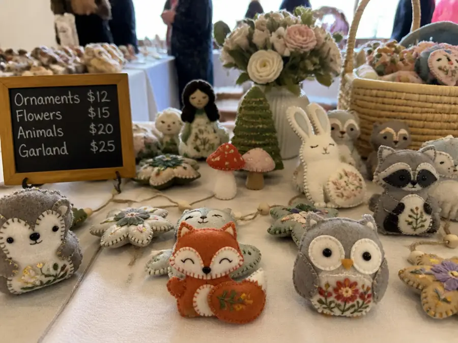 Craft fair stall with felt pieces
