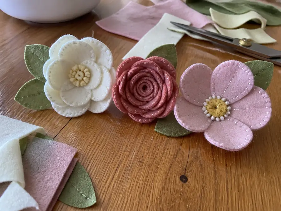 Customer's first felt flowers