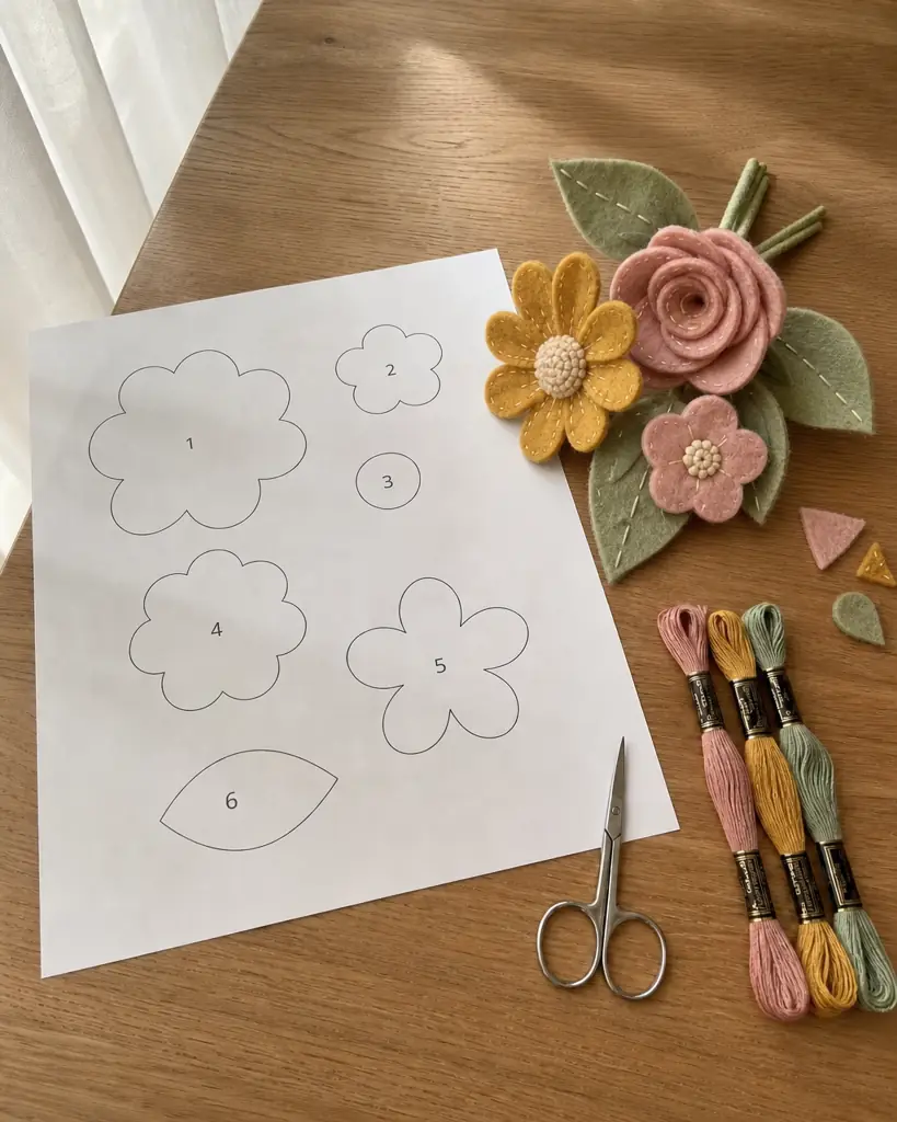 The finished felt flower bouquet