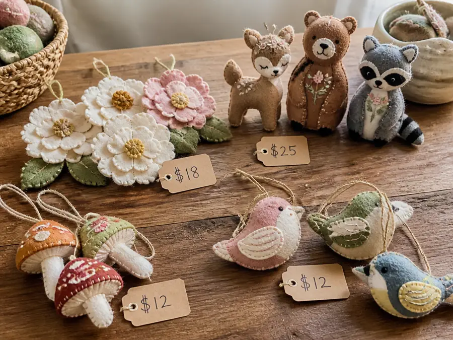 Felt pieces with price tags