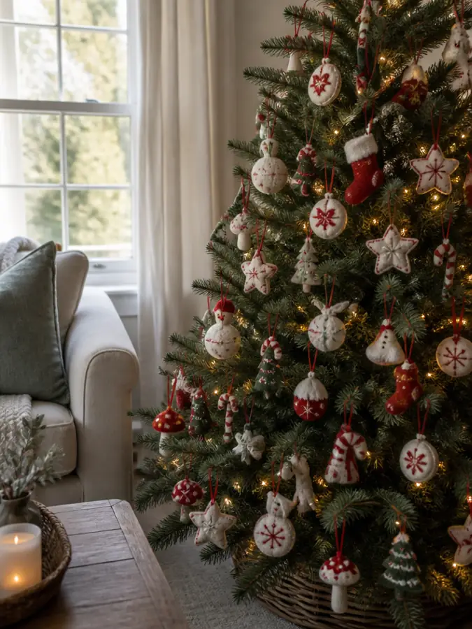Christmas tree with felt ornaments