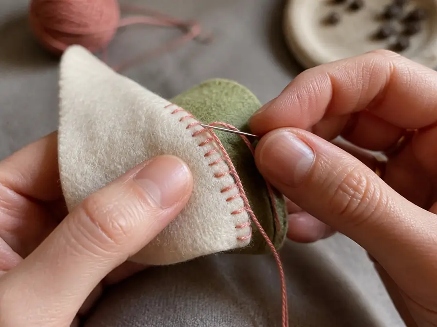 Blanket stitching two felt pieces